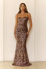The Prestige Edit Sequin Maxi Dress Brown