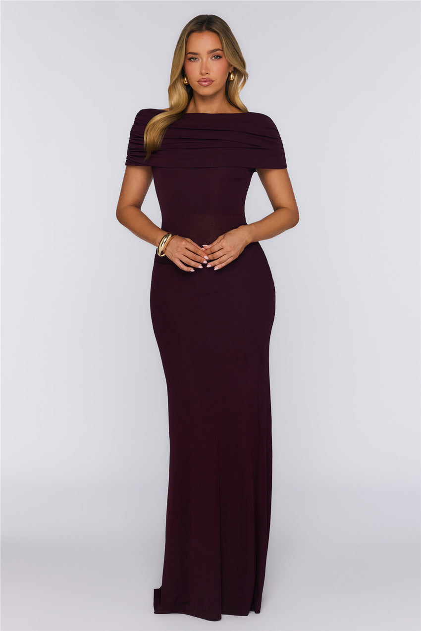 Darling Party Off Shoulder Maxi Dress Wine
