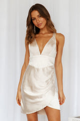 Rosebud Satin Dress Champagne