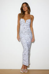 Party Mood Sequin Maxi Dress Silver