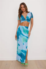 Festival Energy Mesh Crop Top Blue
