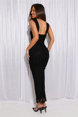 Manifesting You Mesh Midi Dress Black