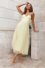 Wandering In The Light Tulle Midi Dress Yellow