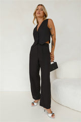 Warmest Island Linen Blend Pants Black