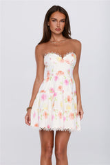 Blooms Under Sunshine Strapless Mini Dress Floral